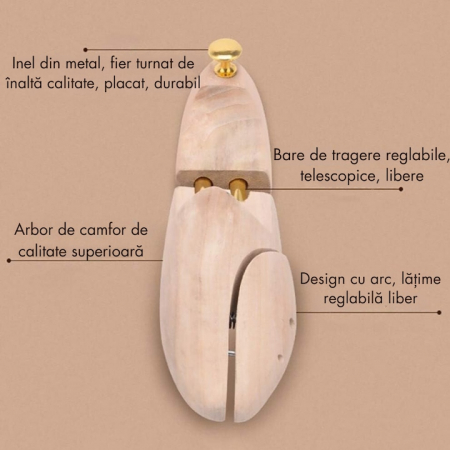 Set 2 Sanuri/Calapoade Reglabile VarioShop®, Marimea 39 - 40, Pentru Largit si Alungit Pantofi, Universal/Pentru Toate Tipurile de Pantofi si Incaltaminte, Unisex, Calitate Premium, Lemn de Pin [1]
