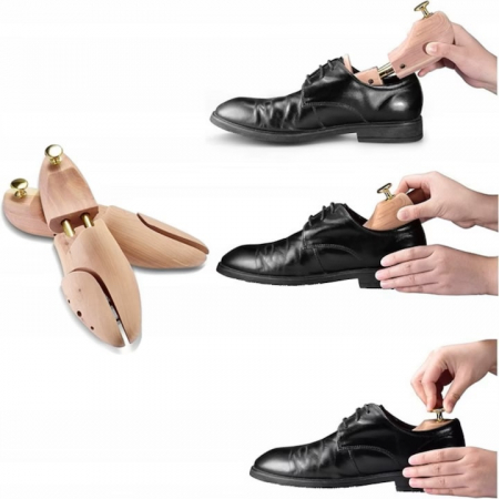 Set 2 Sanuri/Calapoade Reglabile VarioShop®, Marimea 39 - 40, Pentru Largit si Alungit Pantofi, Universal/Pentru Toate Tipurile de Pantofi si Incaltaminte, Unisex, Calitate Premium, Lemn de Pin [6]