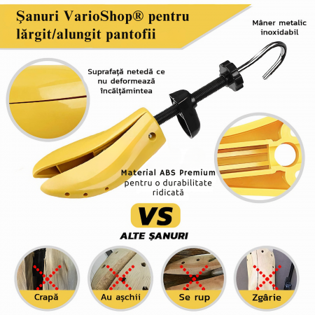 1 San/Calapod Reglabil VarioShop® - Marimea 39-43, Pentru Largit si Alungit Pantofi, Universal/Pentru Toate Tipurile de Pantofi si Incaltaminte, Unisex, Calitate Premium, Material Plastic + Cupru Meta [21]