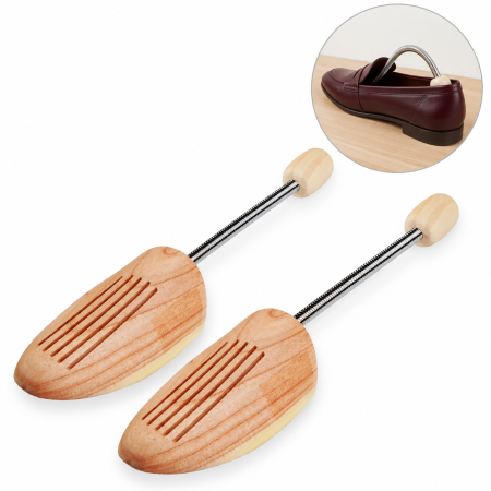 Ingrijire incaltaminte si accesorii - Set 2 sanuri pentru pantofi 34-38 VarioShop®, pentru pastrarea formei incaltamintei, constructie flexibila, parte frontala din lemn, lungime 28,5 cm, crem
