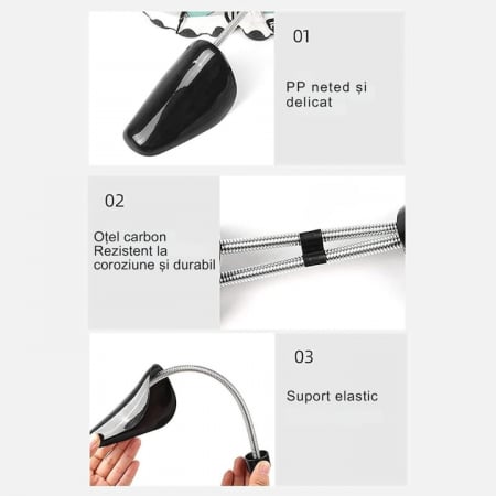 Set 2 Sanuri Reglabile Marime 37 - 42 VarioShop®, Arc Flexibil, Universal, Pentru Largit si Alungit Pantofi, Pentru Toate Tipurile de Pantofi si Incaltaminte, ABS / Otel, 26.5 X 7.5 cm, Negru [5]
