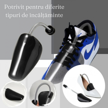 Set 2 Sanuri Reglabile Marime 37 - 42 VarioShop®, Arc Flexibil, Universal, Pentru Largit si Alungit Pantofi, Pentru Toate Tipurile de Pantofi si Incaltaminte, ABS / Otel, 26.5 X 7.5 cm, Negru [9]