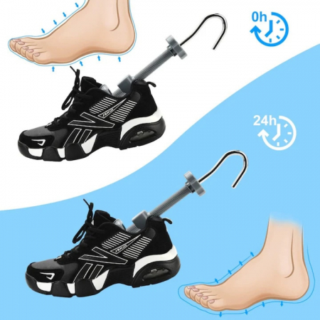 Set 2 Sanuri Reglabile Marime 40 - 47 VarioShop®,  Universal, Pentru Largit si Alungit Pantofi, Pentru Toate Tipurile de Pantofi si Incaltaminte, ABS / Otel, Gri [8]