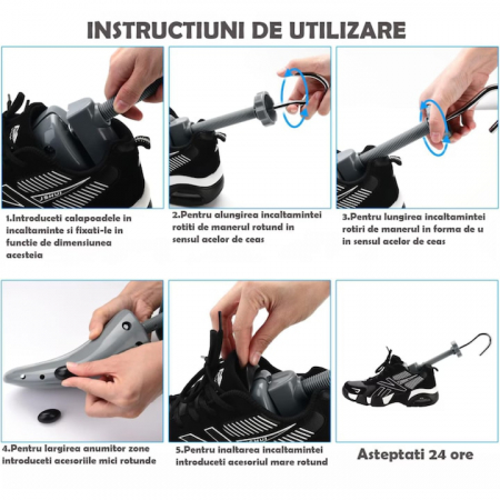 Set 2 Sanuri Reglabile Marime 40 - 47 VarioShop®,  Universal, Pentru Largit si Alungit Pantofi, Pentru Toate Tipurile de Pantofi si Incaltaminte, ABS / Otel, Gri [5]