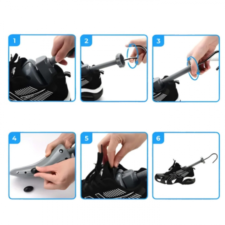 Set 2 Sanuri Reglabile Marime 40 - 47 VarioShop®,  Universal, Pentru Largit si Alungit Pantofi, Pentru Toate Tipurile de Pantofi si Incaltaminte, ABS / Otel, Gri [6]