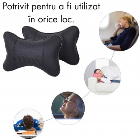 Set 2 tetiere auto VarioShop®, Protejeaza coloana cervicala, sunt Reglabile, Rezistente, Confortabile, Universale, Negru [47]