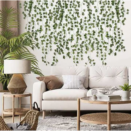 Set 3 ghirlande decorative VarioShop®, Model Iedera Artificiala, 81 Frunze/Ramura, Lungime 6.3 m, Inaltime 2.1m, Interior/Exterior, Usor de Fixat, Plastic, Verde [20]
