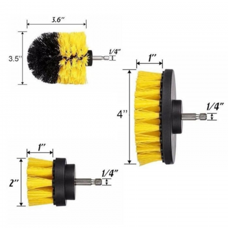 Set 3 perii curatare VarioShop®, cu adaptor pentru bormasina/autofiletanta, din fibre de nailon, Galben [76]
