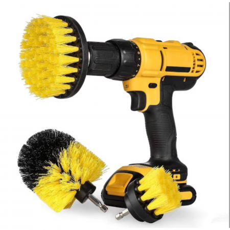Set 3 perii curatare VarioShop®, cu adaptor pentru bormasina/autofiletanta, din fibre de nailon, Galben [12]