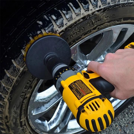 Set 3 perii curatare VarioShop®, cu adaptor pentru bormasina/autofiletanta, din fibre de nailon, Galben [92]