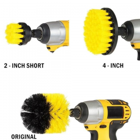 Set 3 perii curatare VarioShop®, cu adaptor pentru bormasina/autofiletanta, din fibre de nailon, Galben [10]