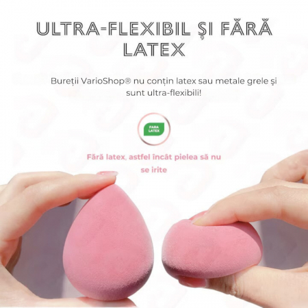 Set 4 bureti machiaj VarioShop®, Cutie pentru transport si depozitare tip cofrag, Din microfibra, fara latex, non-abrazivi, Pentru aplicarea machiajului tip fondului de ten, Utilizare umeda si uscata, [13]