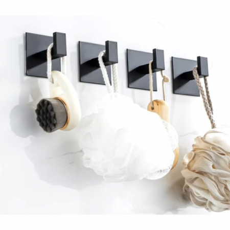 Set 4 cuiere autoadezive VarioShop®, utilizare universala, montare rapida, rezistenta 5 kg, 55 x 55 mm, aluminiu, Negru [9]