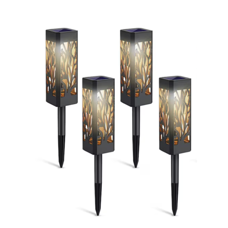 Lampi solare - Set 4 felinare solare gradina VarioShop® 39 cm, lampi LED exterior cu lumina calda, impermeabile IP44, iluminat decorativ pentru alei, curte si terasa
