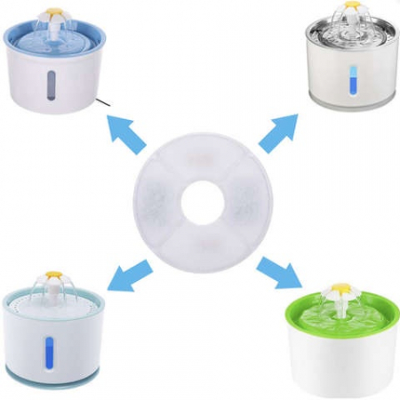 Set 4 Filtre Rezerva pentru Dispenser Apa VarioShop®, tip adapator fantana pentru caini si pisici, purificare, carbon activ, ionizare, model rotund, dimensiune 12.5 cm, alb [20]