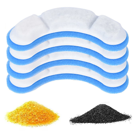 Petshop - Set 4 Filtre VarioShop® pentru Dispenser De Apa Automat Destinat Animalelor de Companie, Format Din 3 Strauri, Purificare, Ionizare, Carbon Activ, Dimensiune 11, 4 x 3 x 1, 3 cm