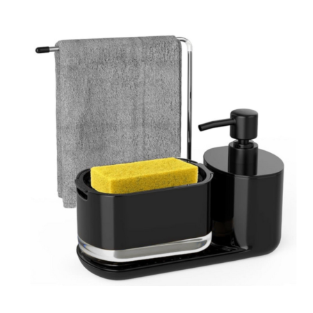 Casa & Bucatarie - Set 4 in 1 dispenser si organizator de bucatarie VarioShop®, cu suport pentru prosop si burete, design modern, compact si functional