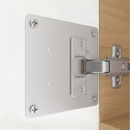 Set 4 Placi de Fixare pentru Repararea Balamalelor VarioShop®, Utilizare Universala, Usor de Montat, 24 Suruburi Incluse, Otel Inoxidabil, 9 x 9 cm, Argintiu [15]