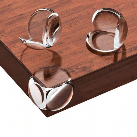 Set 4 protectii colturi pentru mobilier VarioShop®, autoadezive, silicon, compatibilitate universala, siguranta pentru copii, Transparent [8]