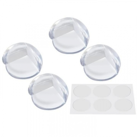 Sisteme de siguranta copii - Set 4 protectii colturi pentru mobilier VarioShop®, autoadezive, silicon, compatibilitate universala, siguranta pentru copii, Transparent