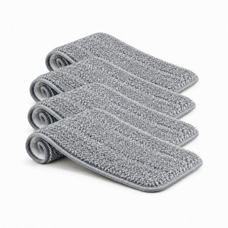 Maturi, Mopuri si galeti - Set 4 rezerve pentru mop plat VarioShop®, pentru curatarea podelelor, prindere velcro, material absorbant, 33 x 12 cm, gri