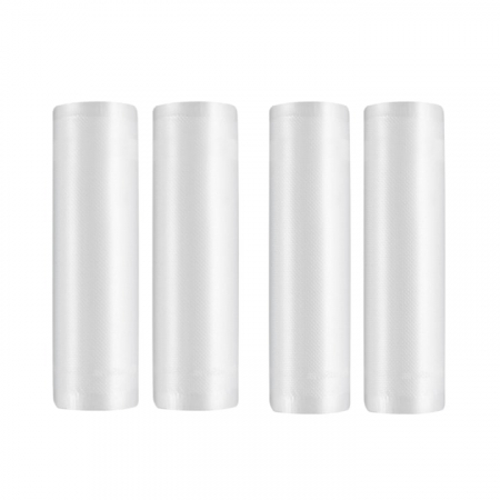 Aparate de vidat - Set 4 role pungi de vidat gofrate VarioShop®, 28 x 300 cm, pentru aparat de vidat alimente, potrivit pentru carne, legume, fructe reutilizabile, rezistente, sous vide, lavabile in masina de spalat, fa