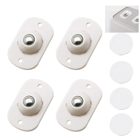 Mobila Living & Dining - Set 4 roti pentru mobila VarioShop®, cu fixare autoadeziva si gauri pentru suruburi, compatibile cu cutii, cosuri si dulapuri, 4,5 x 2,8 cm, alb