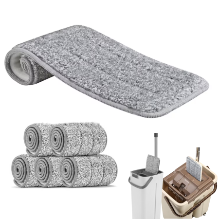 Bureti, lavete si perii - Set 5 rezerve pentru mop plat VarioShop®, pentru curatarea podelelor, prindere velcro, material absorbant, 33 x 12 cm, gri