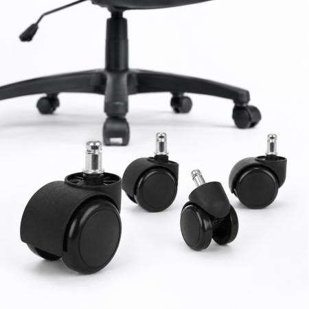 Accesorii mese si scaune - Set 5 roti scaun birou VarioShop®, pentru scaune gaming, pivotante si rotative, tija 11 mm, roti 5 cm, montaj rapid, silentioase