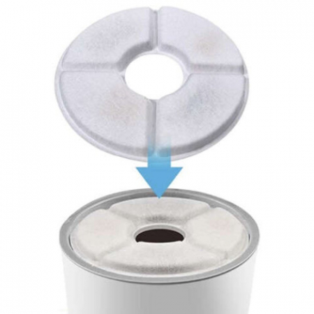 Set 6 Filtre Rezerva VarioShop® pentru dispenser apa, tip adapator fantana pentru pisici si caini, purificare, ionizare, carbon activ, model rotund, dimensiune 12.5 cm, alb [48]
