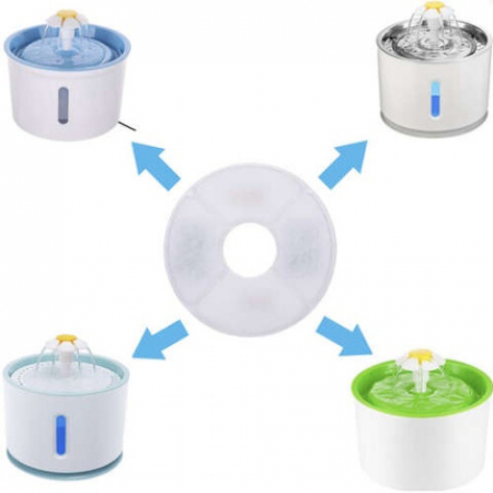 Set 6 Filtre Rezerva VarioShop® pentru dispenser apa, tip adapator fantana pentru pisici si caini, purificare, ionizare, carbon activ, model rotund, dimensiune 12.5 cm, alb [20]