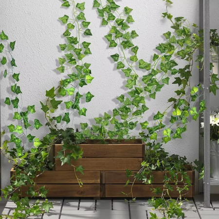 Set 6 ghirlande decorative VarioShop®, Model Iedera Artificiala, 81 Frunze/Ramura, Lungime 12.6m, Inaltime 2.1m, Interior/Exterior, Usor de Fixat, Plastic, Verde [23]