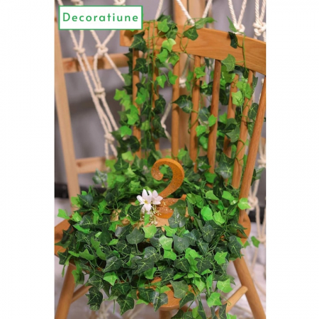 Set 6 ghirlande decorative VarioShop®, Model Iedera Artificiala, 81 Frunze/Ramura, Lungime 12.6m, Inaltime 2.1m, Interior/Exterior, Usor de Fixat, Plastic, Verde [3]