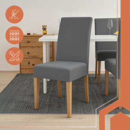 Casa & Bucatarie - Set 6 huse universale pentru scaune VarioShop®, catifea elastica, confort, protectie si eleganta, gri inchis