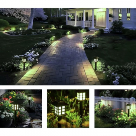 Set 6 lampi solare de gradina VarioShop®, LED, senzor de lumina, protectie IP44, ecologic, 37 x 8.5 x 8.5 cm, Negru [6]