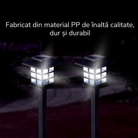 Set 6 lampi solare de gradina VarioShop®, LED, senzor de lumina, protectie IP44, ecologic, 37 x 8.5 x 8.5 cm, Negru [14]