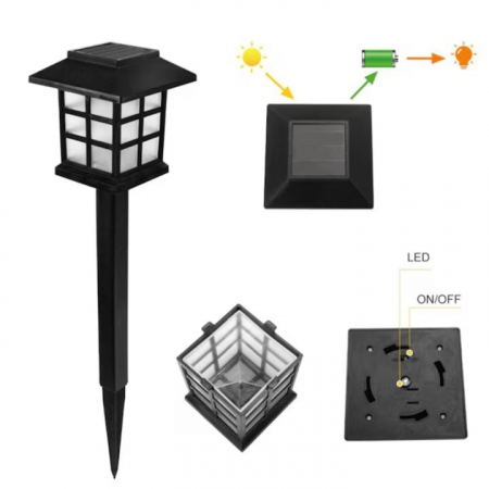 Set 6 lampi solare de gradina VarioShop®, LED, senzor de lumina, protectie IP44, ecologic, 37 x 8.5 x 8.5 cm, Negru [16]