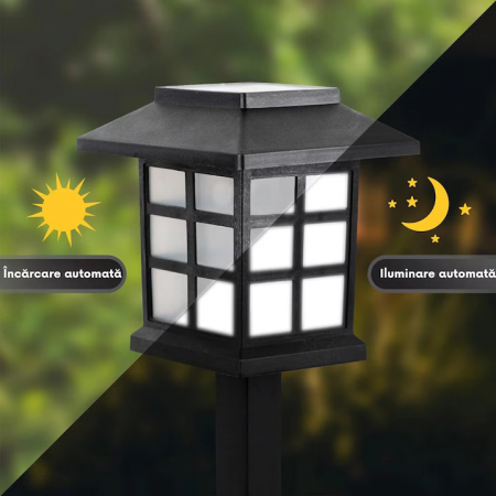 Set 6 lampi solare de gradina VarioShop®, LED, senzor de lumina, protectie IP44, ecologic, 37 x 8.5 x 8.5 cm, Negru [2]
