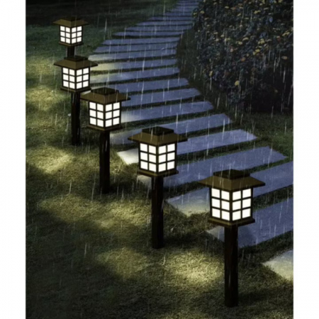 Set 6 lampi solare de gradina VarioShop®, LED, senzor de lumina, protectie IP44, ecologic, 37 x 8.5 x 8.5 cm, Negru [3]