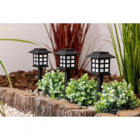Set 6 lampi solare de gradina VarioShop®, LED, senzor de lumina, protectie IP44, ecologic, 37 x 8.5 x 8.5 cm, Negru [1]