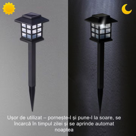 Set 6 lampi solare de gradina VarioShop®, LED, senzor de lumina, protectie IP44, ecologic, 37 x 8.5 x 8.5 cm, Negru [18]
