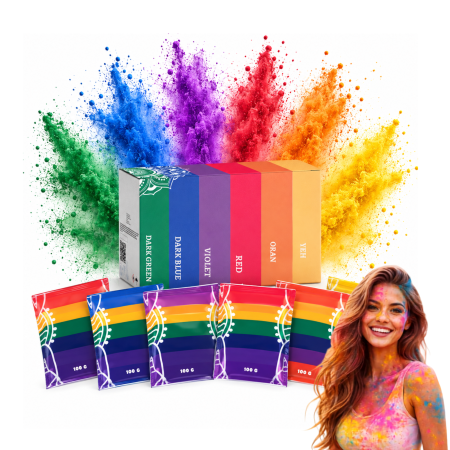 Decoratiuni si petreceri - Set 6 pudre/prafuri colorate VarioShop® pentru petreceri, evenimente si sedinte foto, amidon de porumb si coloranti alimentari, 6 culori, 6 × 100 g, multicolor