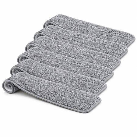 Maturi, Mopuri si galeti - Set 6 rezerve pentru mop plat VarioShop®, pentru curatarea podelelor, prindere velcro, material absorbant, 33 x 12 cm, gri