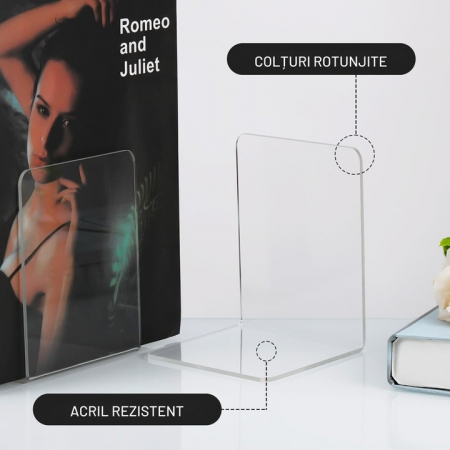 Set 6 suporturi pentru carti VarioShop®, multifunctional, material durabil, acril, 18.5 x 12 x 12 cm, Transparent [12]
