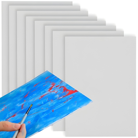 Seturi pictura si desen - Set 8 panze pictura VarioShop® 30x40 cm, bumbac amorsat pe MDF, pentru acrilic, ulei si tehnici mixte, suport rigid alb