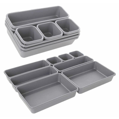 Rafturi si organizatoare bucatarie - Set 8 suporturi modulare pentru organizare VarioShop®, utilizare universala, optimizare spatiu, rezistent, Gri