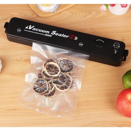 Set aparat de sigilat si vidat VarioShop®, cu 1 rola de vidat, usor de utilizat, potrivit pentru carne, legume, fructe, 220V, 90W, 28 x 300 cm, Negru/Transparent [19]