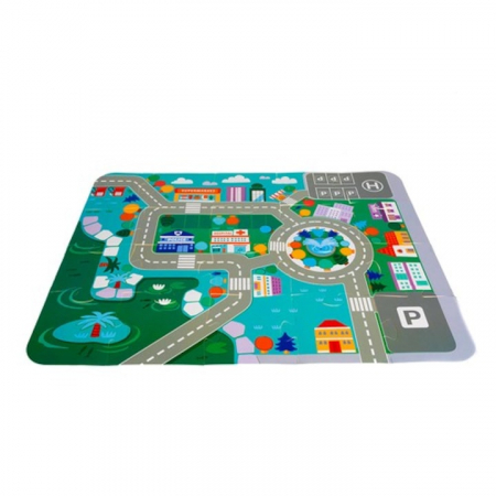 Set Constructie Cuburi din Lemn Natural VarioShop®, 115 Piese "Oraselul din Lemn", Saltea Puzzle, Dezvolta Inteligenta si Indemanarea Copiilor, Educatie prin Joaca, Nontoxic [5]