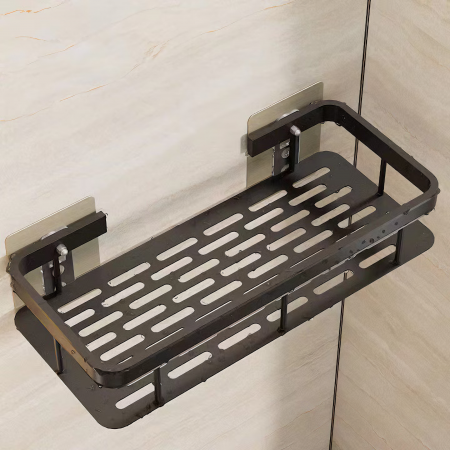 Set de 2 rafturi de baie VarioShop®, de dus, suspendate, cu ventuza, 30x13x5cm, negru [15]