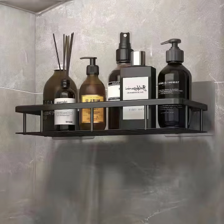 Set de 2 rafturi de baie VarioShop®, de dus, suspendate, cu ventuza, 30x13x5cm, negru [7]